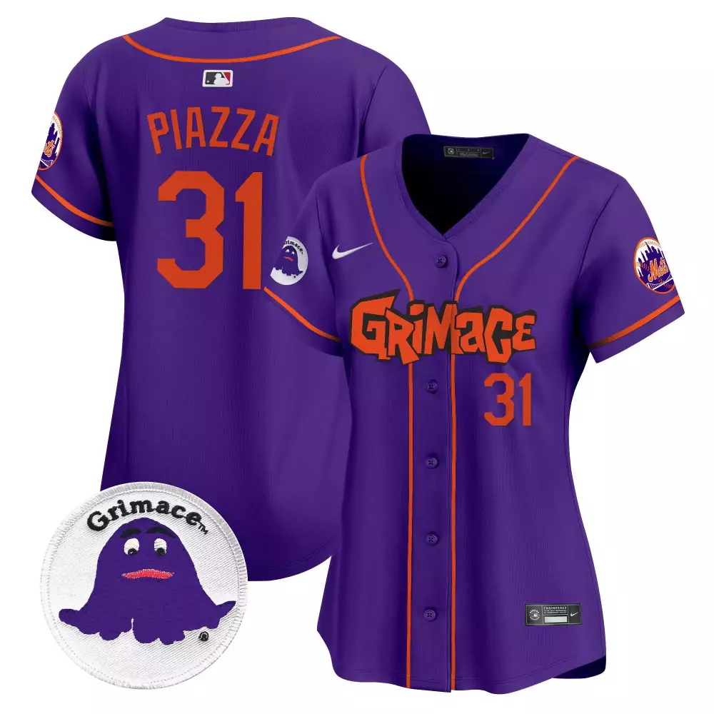Women's Mike Piazza New York Mets Purple Grimace Vapor Premier Jersey V2 | Limited Edition Stitched Fan Gear | For Women & Youth