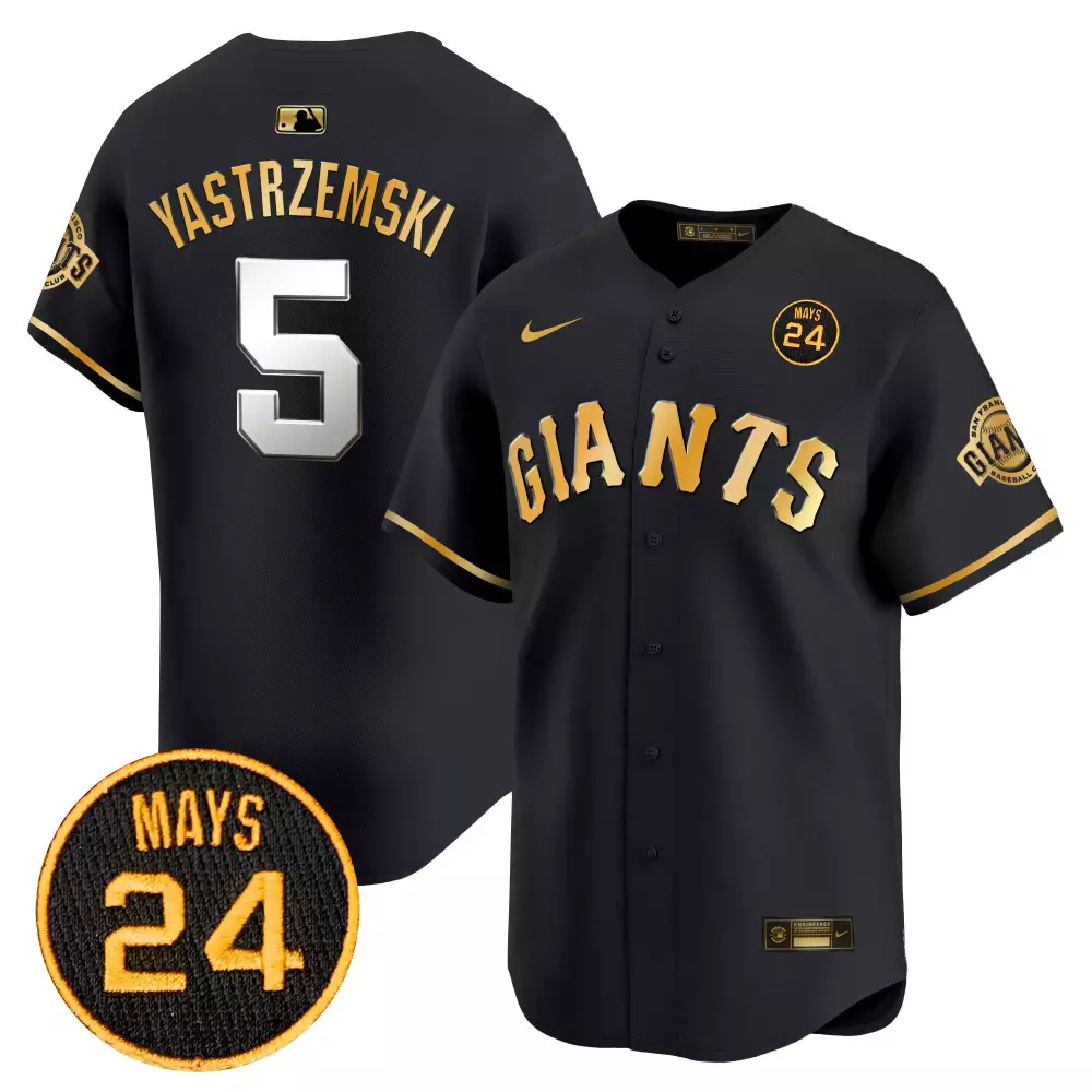 Mike Yastrzemski San Francisco Giants 2024 Willie Mays Patch Vapor Premier Jersey | Black Gold | Limited Edition Fan Gear | For Men, Women & Youth