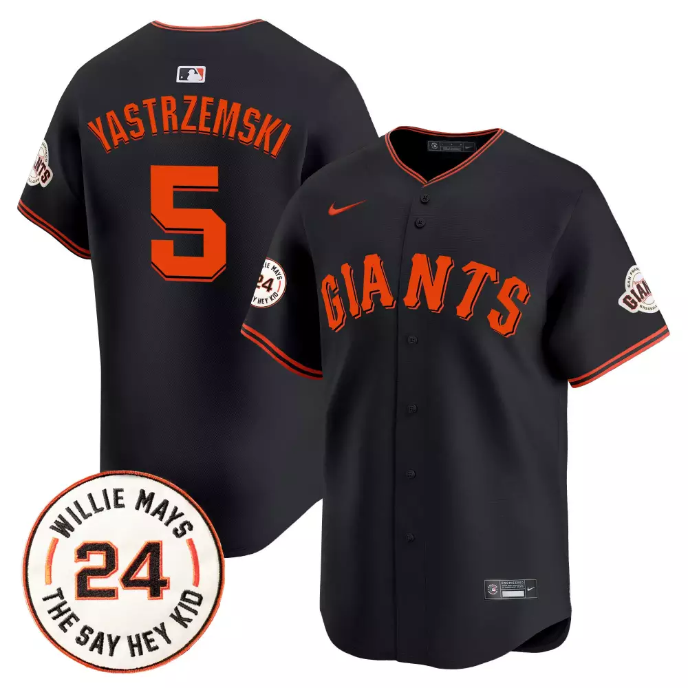 Mike Yastrzemski Black San Francisco Giants 2024 Willie Mays Patch Jersey | All Stitched Vapor Premier | For Men, Women & Youth