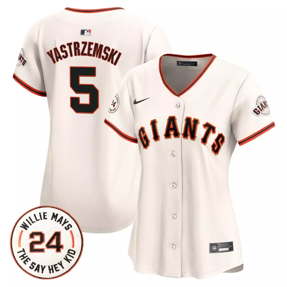 Yastrzemski San Francisco Giants 2024 Willie Mays Patch Cream Jersey for Women | Vapor Premier Limited Edition | Fan Gear for Women