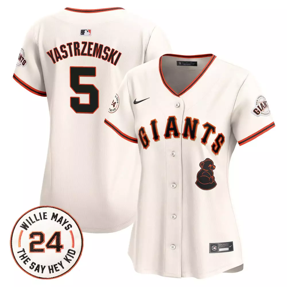 Yastrzemski San Francisco Giants 2024 Willie Mays Patch Cream Jersey V4 for Women | Vapor Premier Limited Edition | Fan Gear for Women