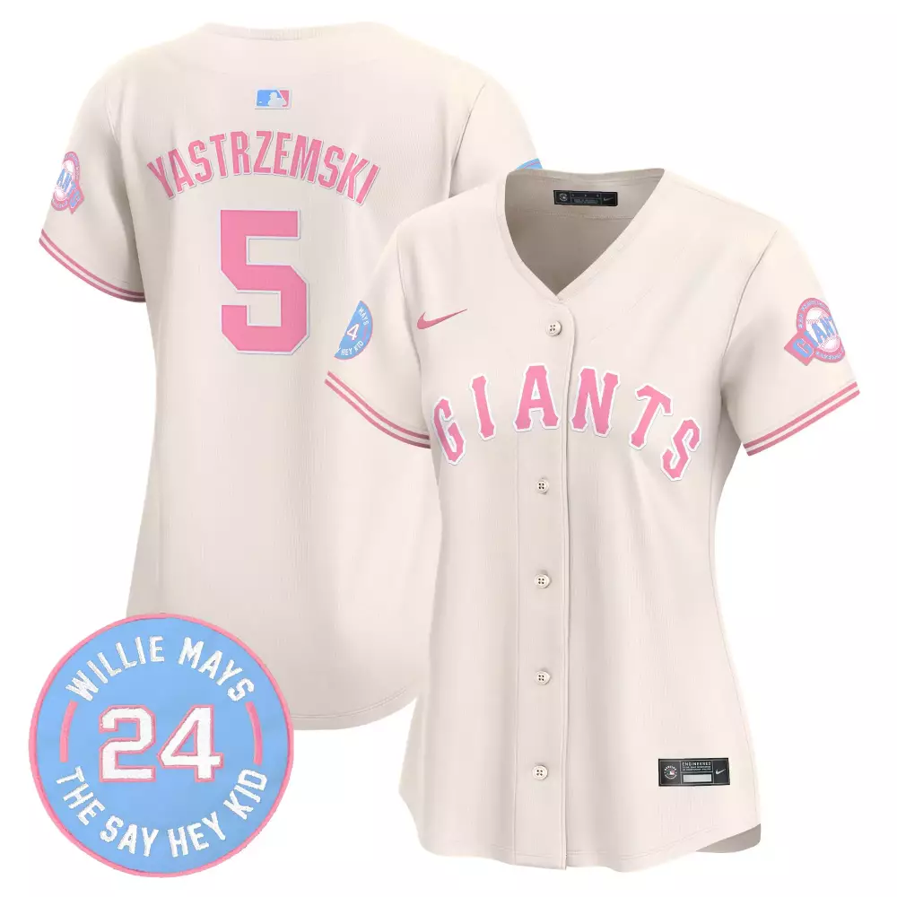 Yastrzemski San Francisco Giants Bubblegum Pink Cream Jersey for Women | Vapor Premier Limited Edition | Fan Gear for Women