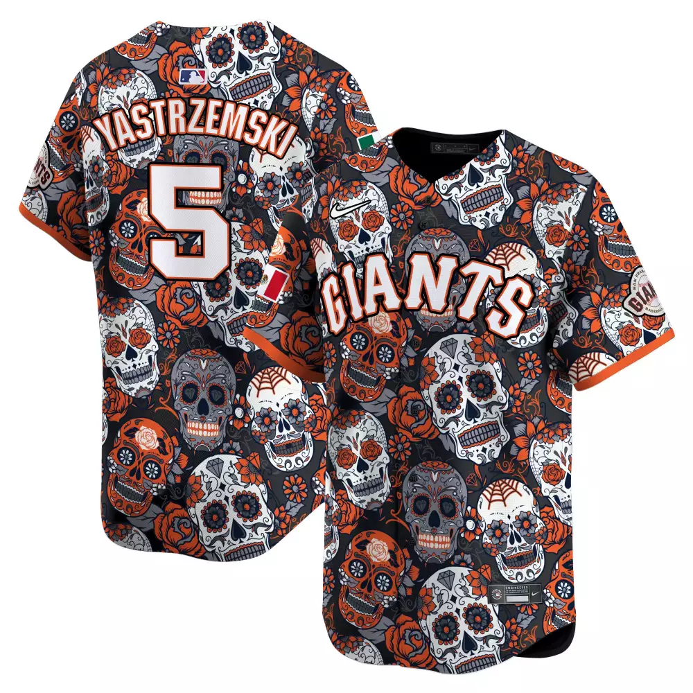 Yastrzemski San Francisco Giants Sugar Skull Mexico Jersey | Orange Vapor Premier Limited Edition | Fan Gear for Men, Women & Youth