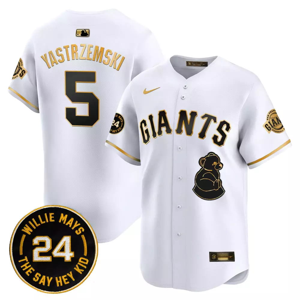 Mike Yastrzemski San Francisco Giants California Patch Jersey | White Gold Vapor Premier Limited Edition | For Men, Women & Youth