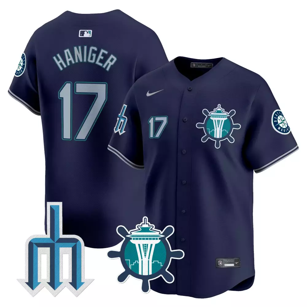 Mitch Haniger Navy 2023 Trident Patch Jersey | Vapor Premier | Stitched | Limited Edition Fan Gear for Men, Women & Youth