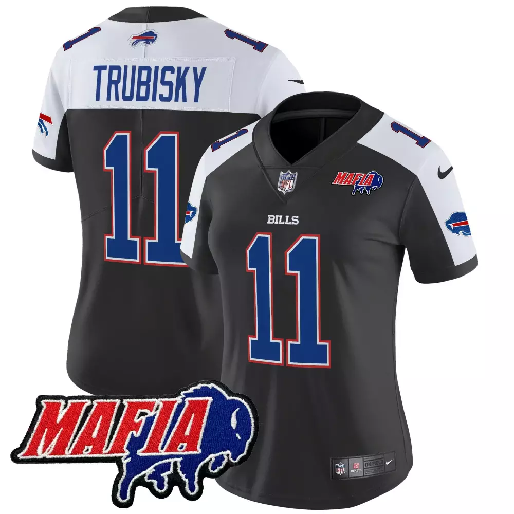 Trubisky Buffalo Bills Women's 2024 Mafia Patch Vapor Limited Jersey | Black Alternate Stitched | For Men, Women & Youth