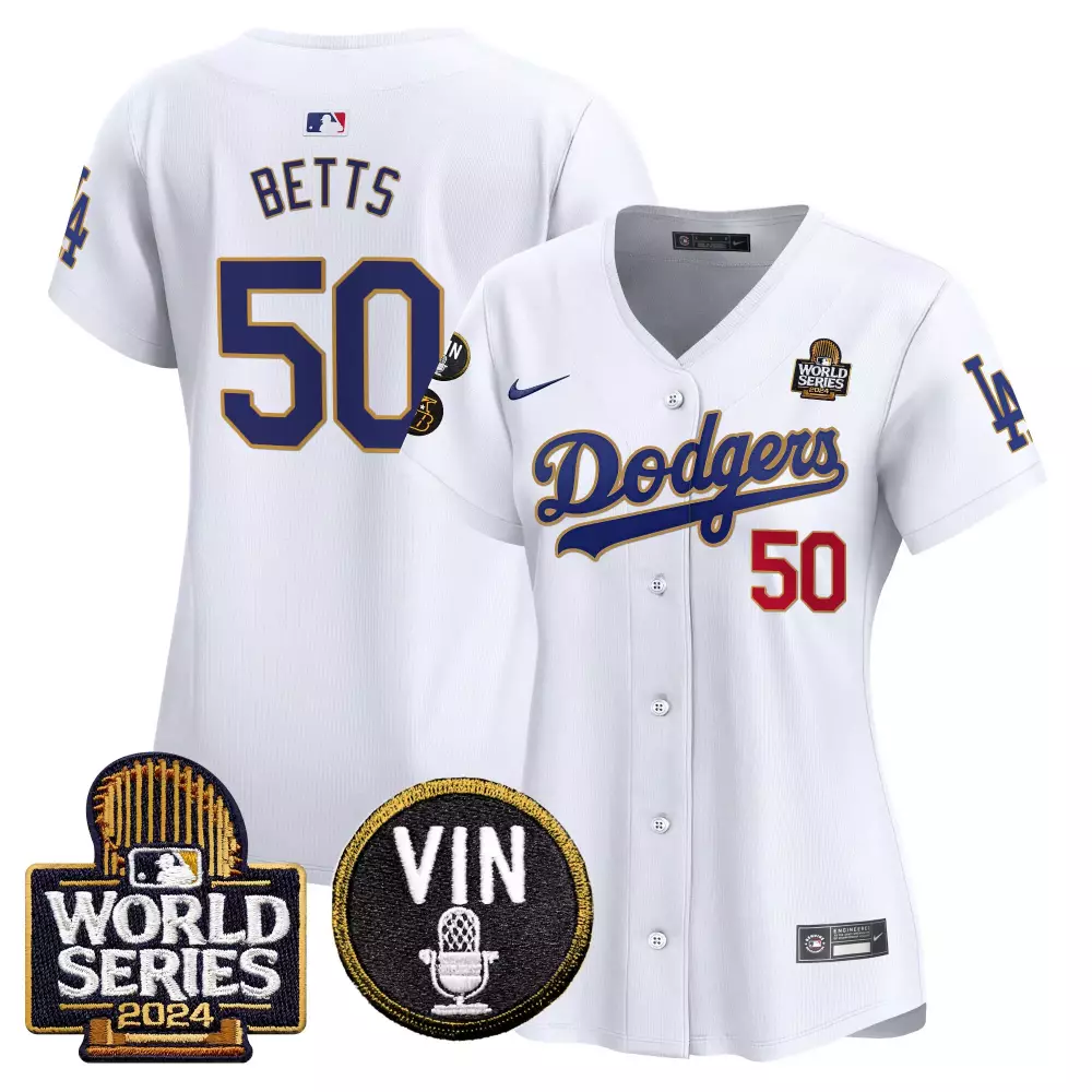 Mookie Betts Women's Dodgers World Series Gold Trim Jersey V2 | 2024 Vapor Premier Limited | For Women