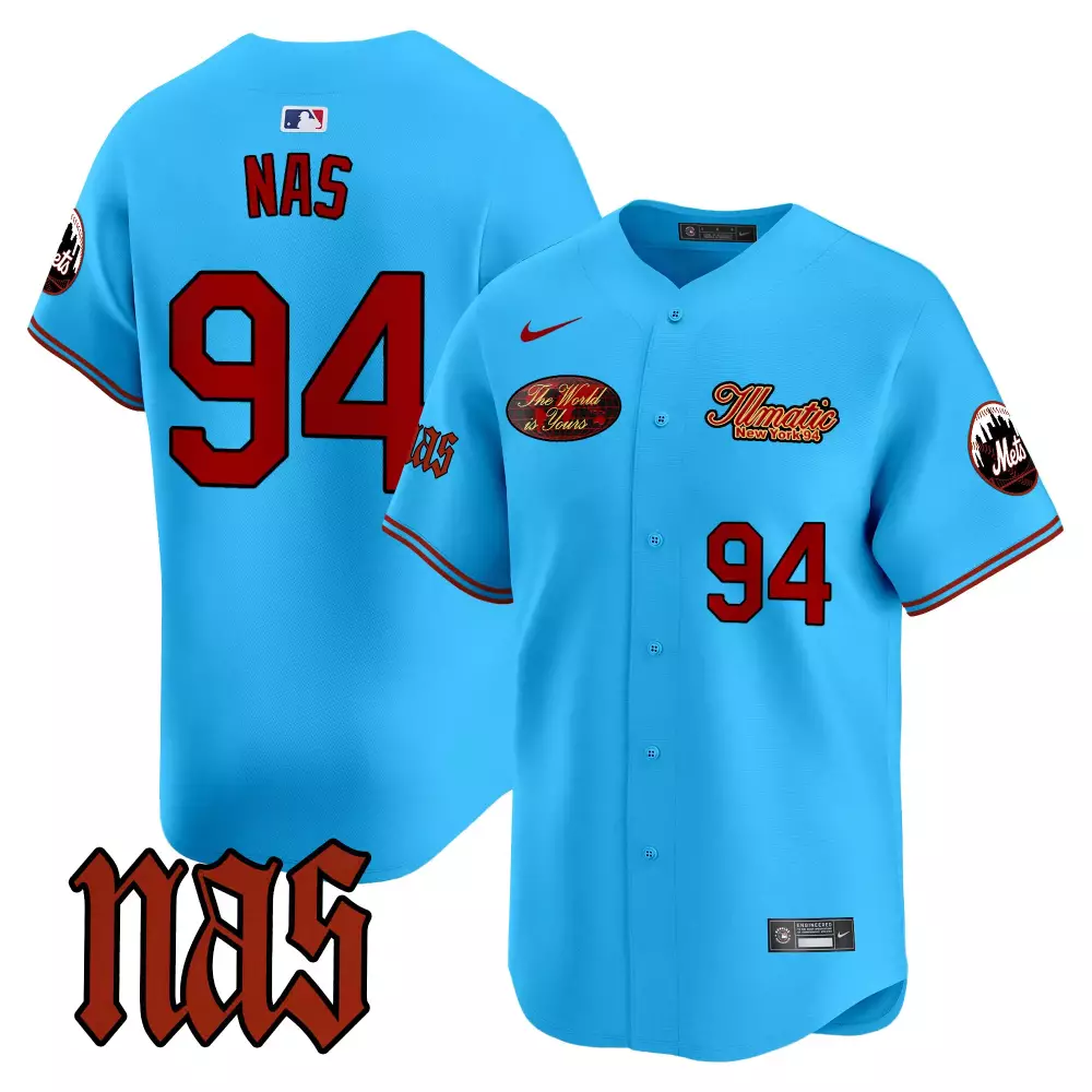 Nas Light Blue New York Mets Illmatic Vapor Premier Jersey V2 | Limited Edition Custom Fan Gear | For Men | For Men, Women & Youth