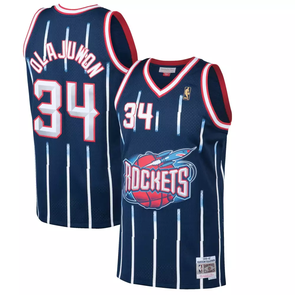 Hakeem Olajuwon Houston Rockets Navy Jersey | All Stitched Style for Men | Classic Fan Gear for NBA Enthusiasts | For Men, Women & Youth