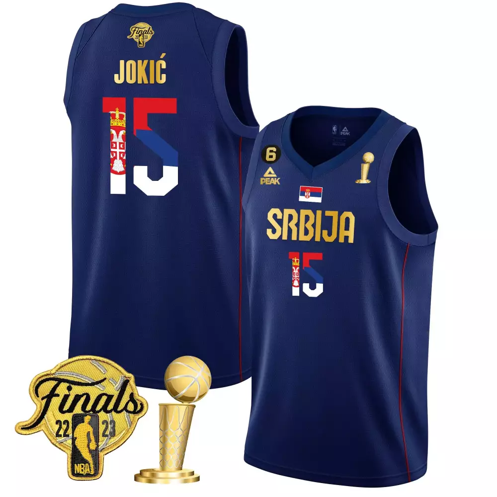 Nikola Jokic Denver Nuggets Navy Serbia Finals Champions Gold Jersey | All Stitched Fan Gear | For Men, Women & Youth