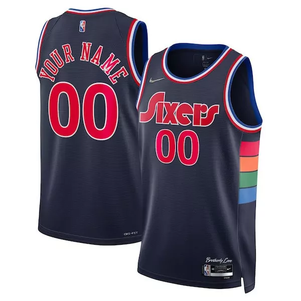 Navy Philadelphia 76ers Custom City Edition Jersey | Men's All Stitched | Ideal Fan Gear for Men, Women & Youth
