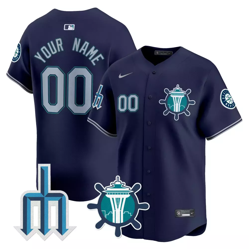 Mariners Trident Patch Navy Vapor Premier Jersey | Limited Edition Stitched Custom Gear | For Men, Women & Youth