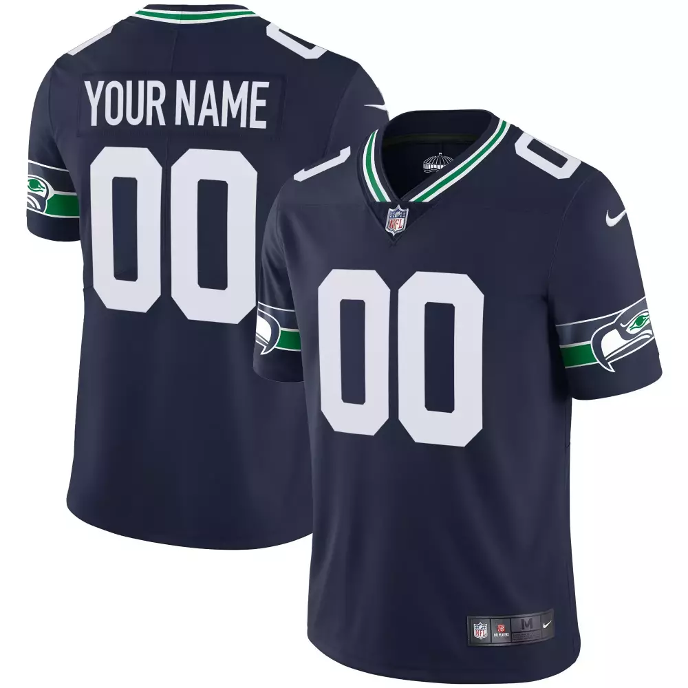 Seattle Seahawks Throwback Gold Custom Jersey V2 | Navy Stitched | Fan Gear for Men, Women & Youth