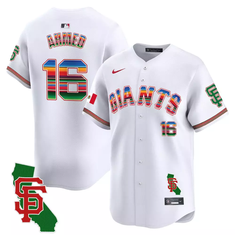 Ahmed San Francisco Giants Mexico California Patch Vapor Premier Jersey | White Men's Stitched Limited Edition | For Men, Women & Youth