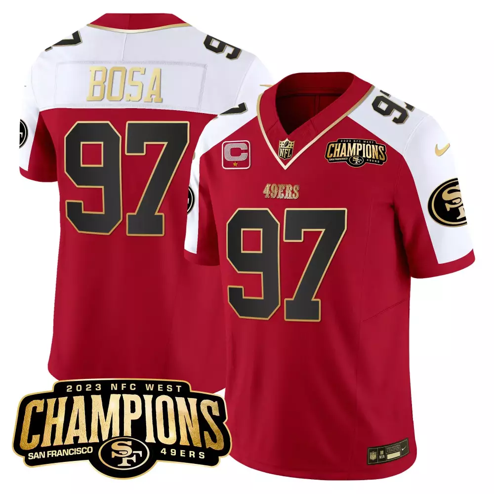 Nick Bosa Black Alternate Stitched Jersey | 49ers 2023 NFC West Champions | Fan Gear for Men, Women & Youth