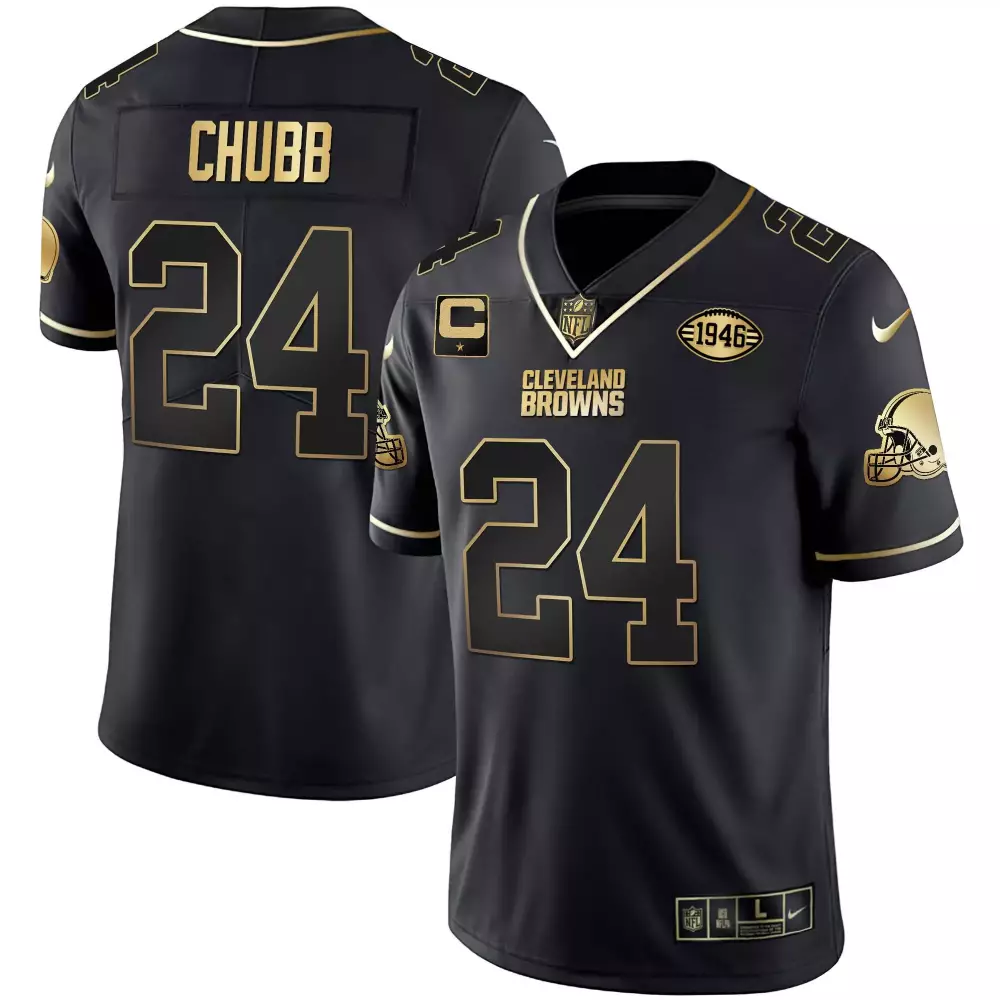 Nick Chubb Black Gold Cleveland Browns Vapor Limited Jersey | Stitched Gold | Fan Gear for Men, Women & Youth
