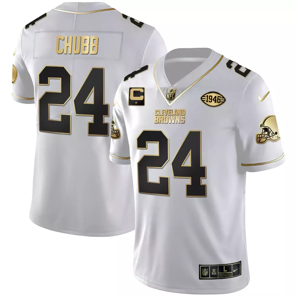 Nick Chubb Cleveland Browns Youth Gold Split Vapor Jersey | All Stitched | Limited Edition Fan Gear | For Youth