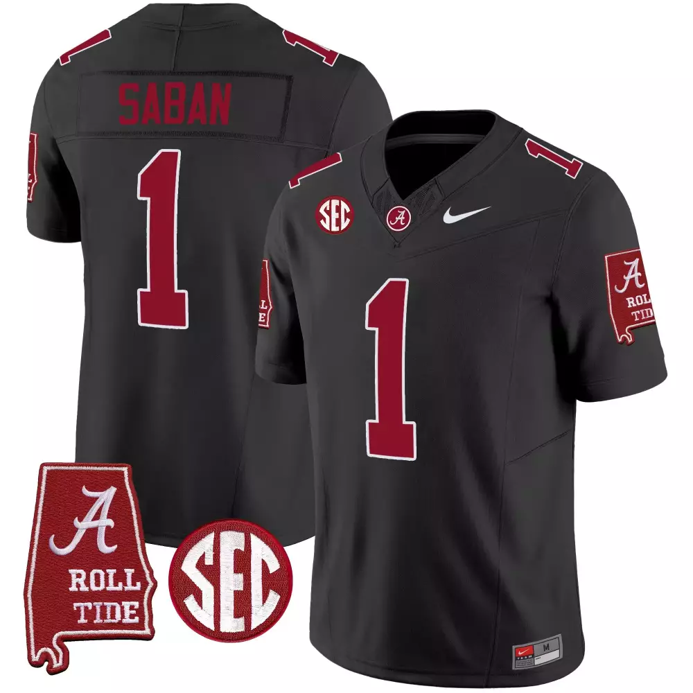 Nick Saban Alabama Crimson Tide Vapor Limited Jersey V5 | Black Style | All Stitched Fan Gear for Men, Women & Youth