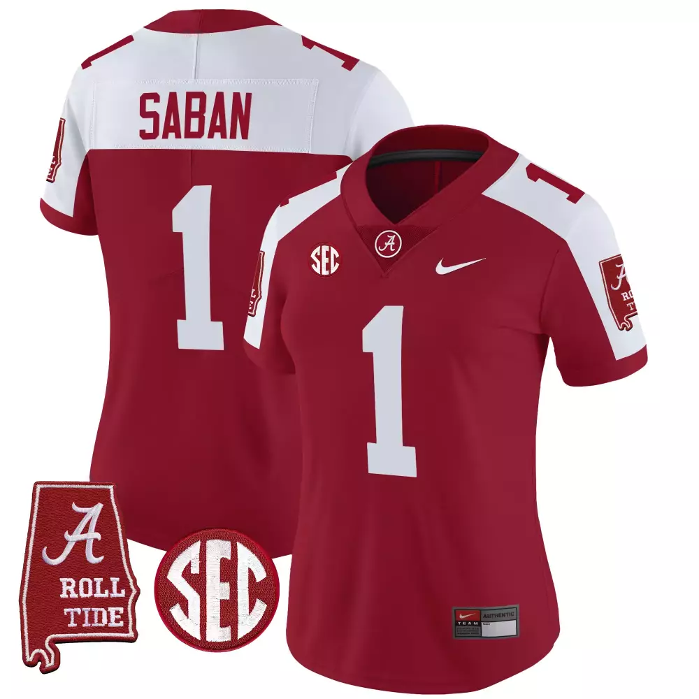Nick Saban Crimson Alternate Women's Alabama Crimson Tide Vapor Limited Jersey | All Stitched | Fan Gear for Game Day | For Men, Women & Youth