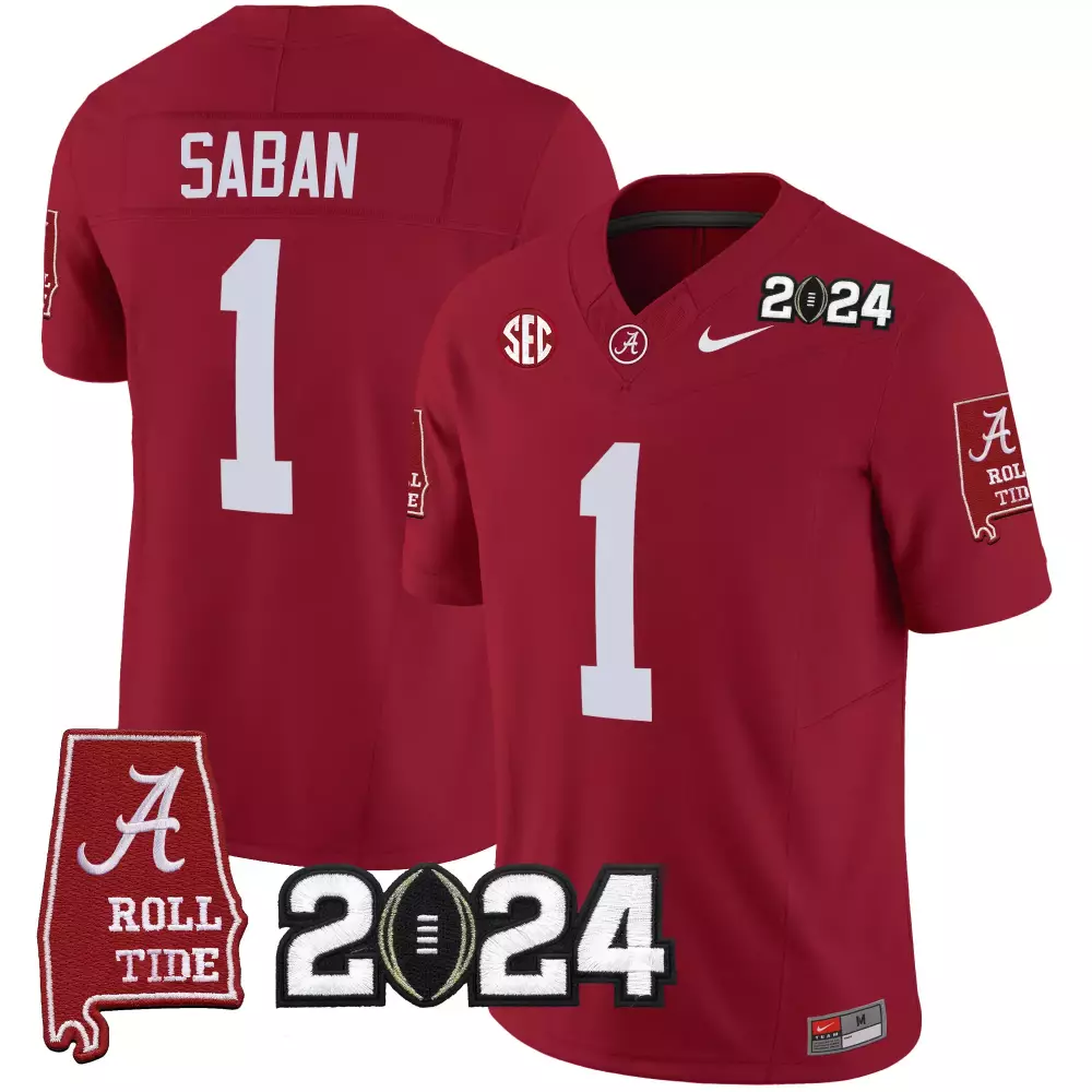 Nick Saban Crimson Men's Alabama Crimson Tide 2024 Vapor Limited Jersey | All Stitched | Fan Gear for Game Day | For Men, Women & Youth