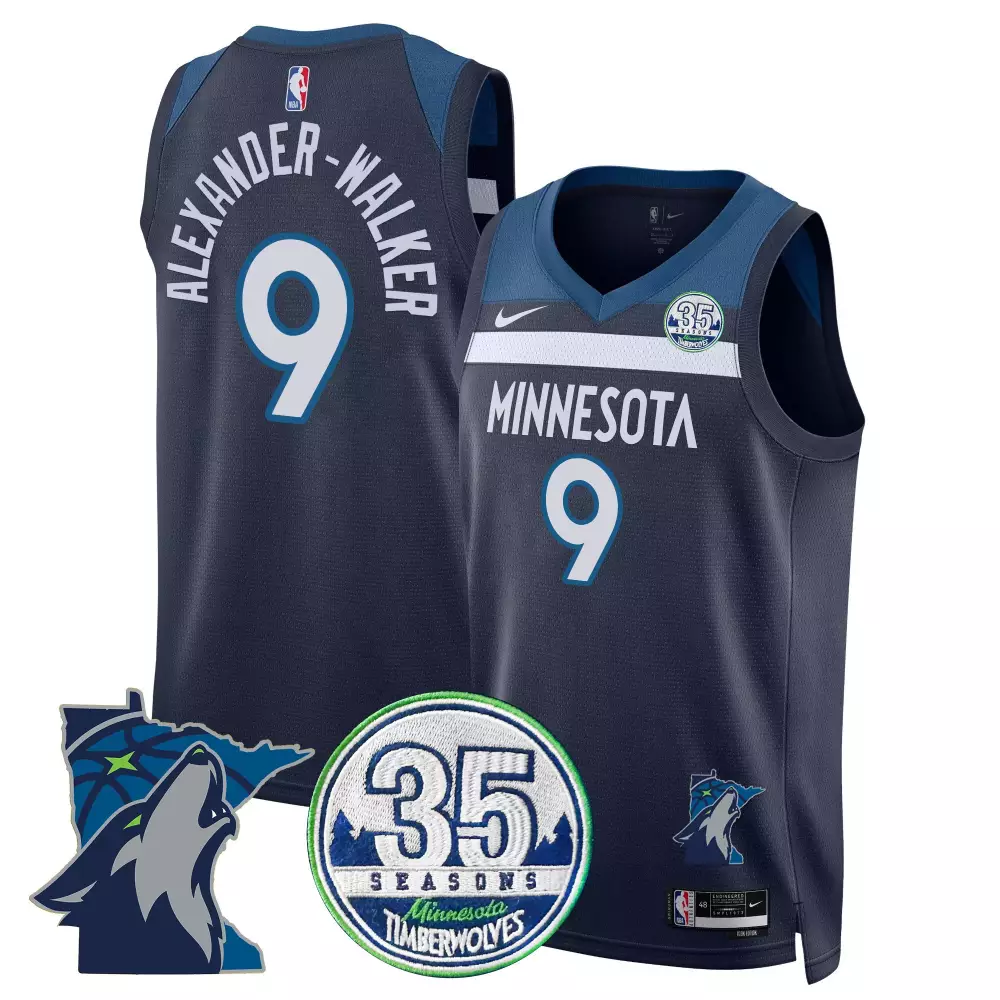 Nickeil Alexander-Walker 35th Season Minnesota Timberwolves Icon Edition Swingman Jersey | All Stitched | Limited Edition Fan Gear for Men, Women & Youth
