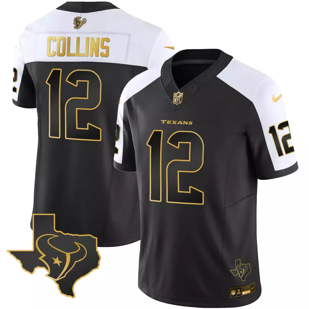 Nico Collins Alternate Gold Men's Houston Texans Gold Vapor Limited Jersey | All Stitched | For Men