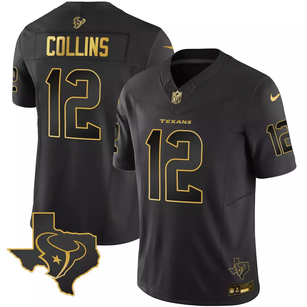 Nico Collins Black Gold Men's Houston Texans Gold Vapor Limited Jersey | Stitched Fan Gear for Game Day | For Men, Women & Youth
