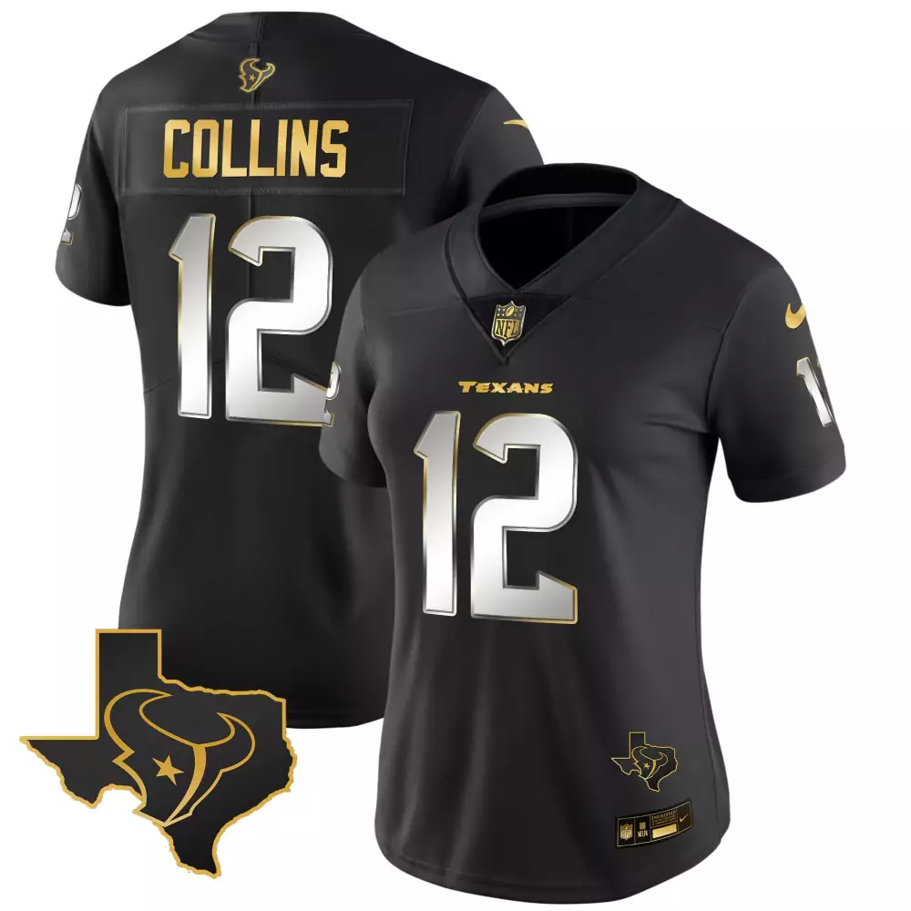 Nico Collins Black Limited Women's Houston Texans Gold Vapor Limited Jersey | All Stitched | For Women