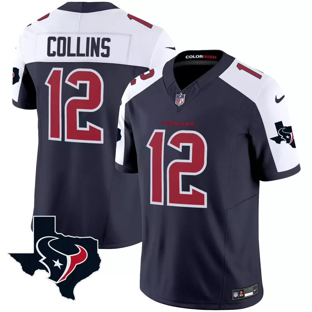 Nico Collins Men's Navy Alternate Houston Texans Color Rush Legend Vapor Jersey V2 | Stitched Fan Gear | For Men, Women & Youth