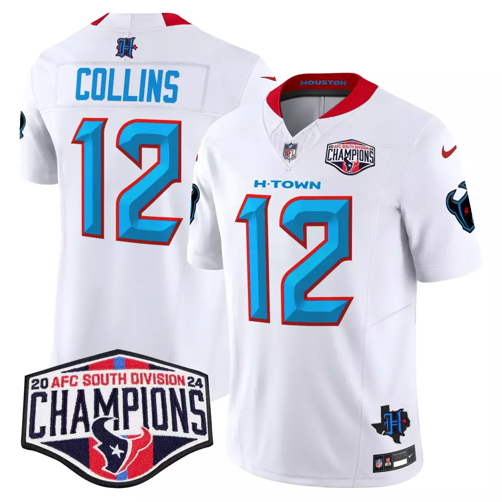 Nico Collins Houston Texans 2024 AFC South Division Champions Vapor Limited Jersey | Stitched White Design | Fan Gear for Men, Women & Youth