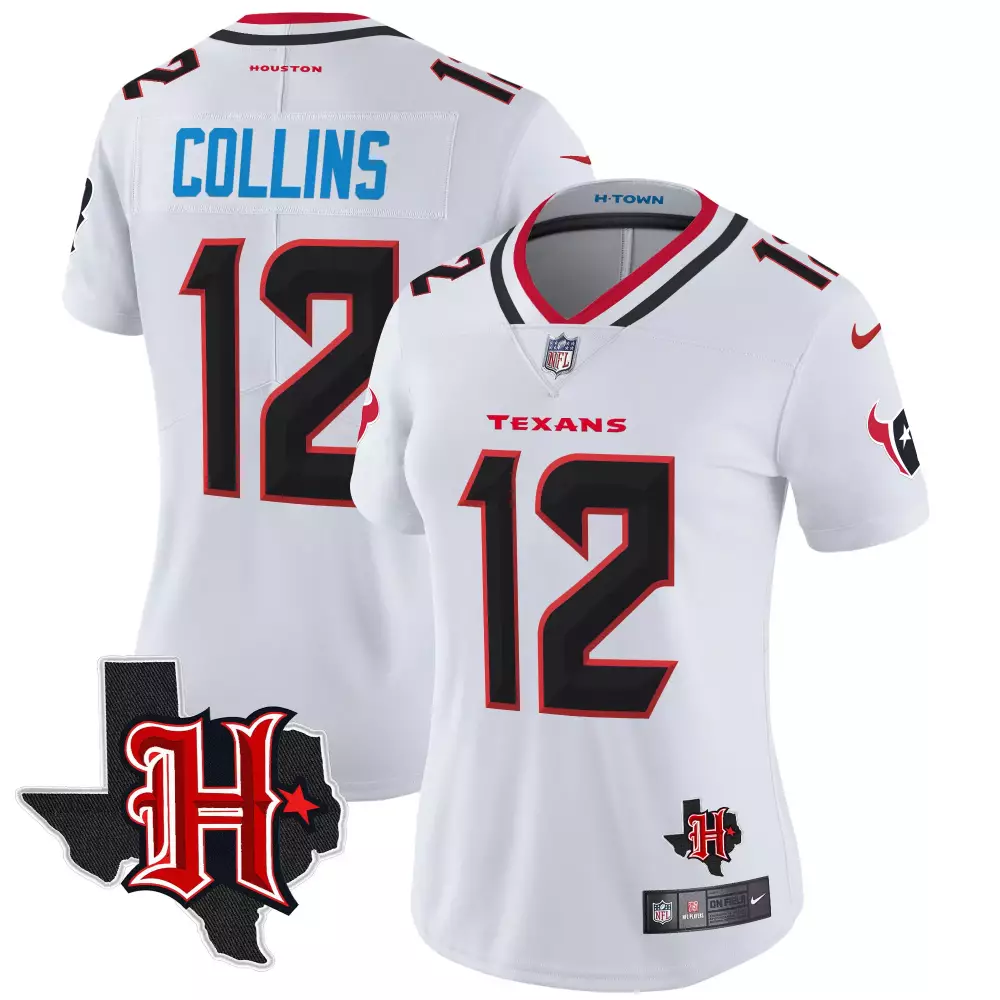 Nico Collins Houston Texans 2024 Texas Patch Vapor Limited Jersey V5 | Stitched White Design for Women | Fan Gear for Women