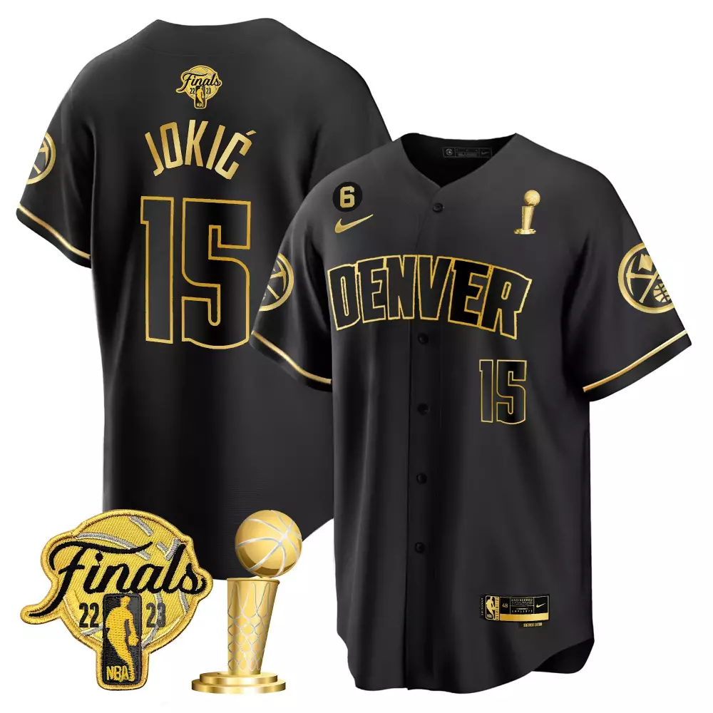 Nikola Jokic Denver Nuggets 2023 Finals Champions Black Gold Jersey | Stitched Men's Fan Gear | For Men, Women & Youth