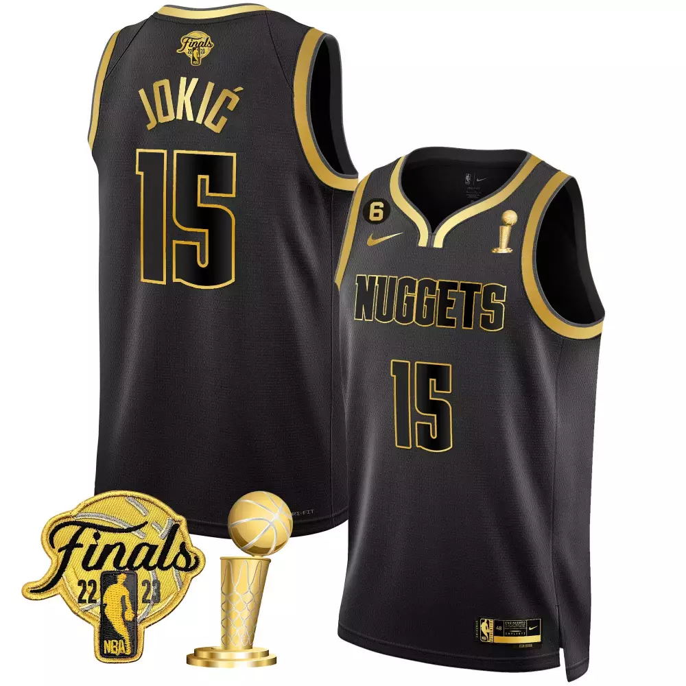 Nikola Jokic 2023 Finals Champions Black Gold Jersey | Stitched Fan Gear | Limited Edition for Men, Women & Youth