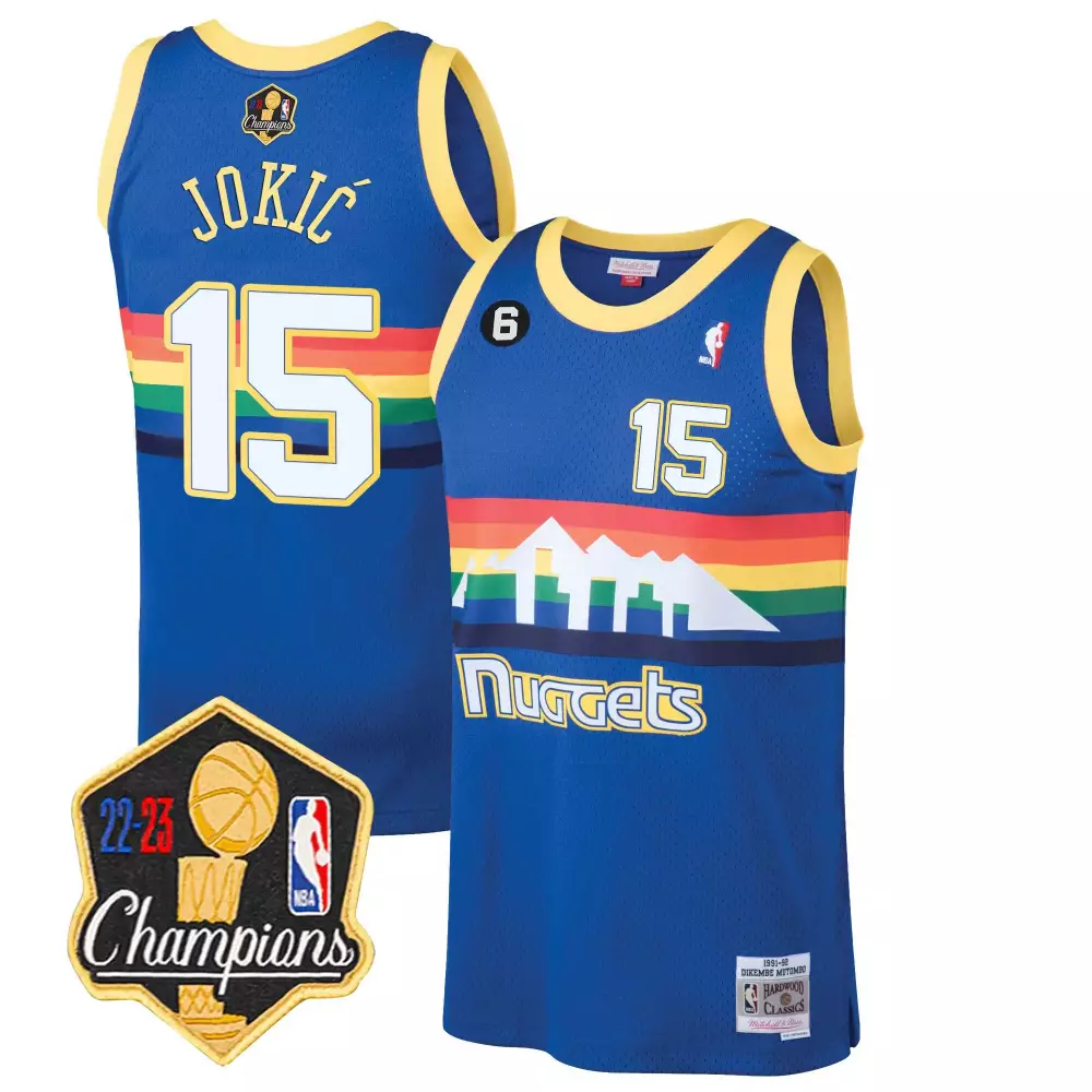 Nikola Jokic Blue Classic Jersey | 2023 Champions Limited Patch | Stitched Fan Gear for Men, Women & Youth