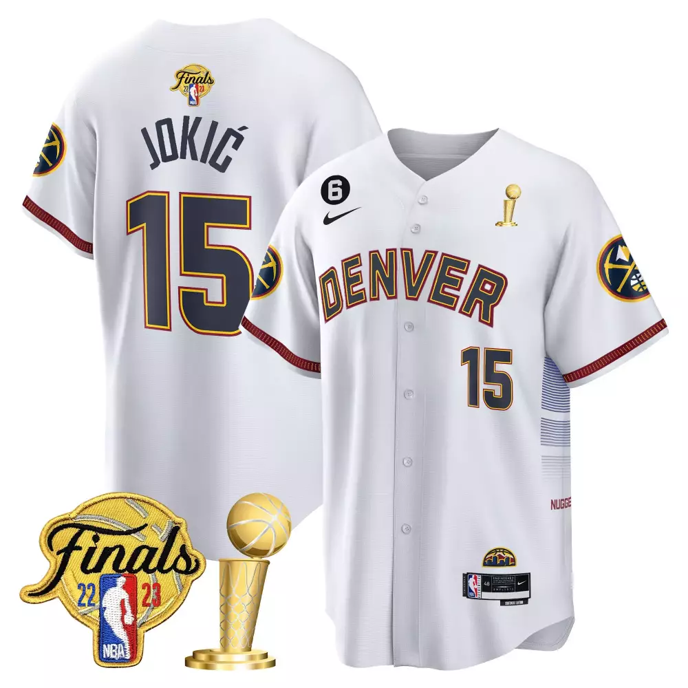 Nikola Jokic Denver Nuggets Youths 2023 Finals Champions Patch Cool Base Jersey | All Stitched | Replica Fan Gear | For Men, Women & Youth
