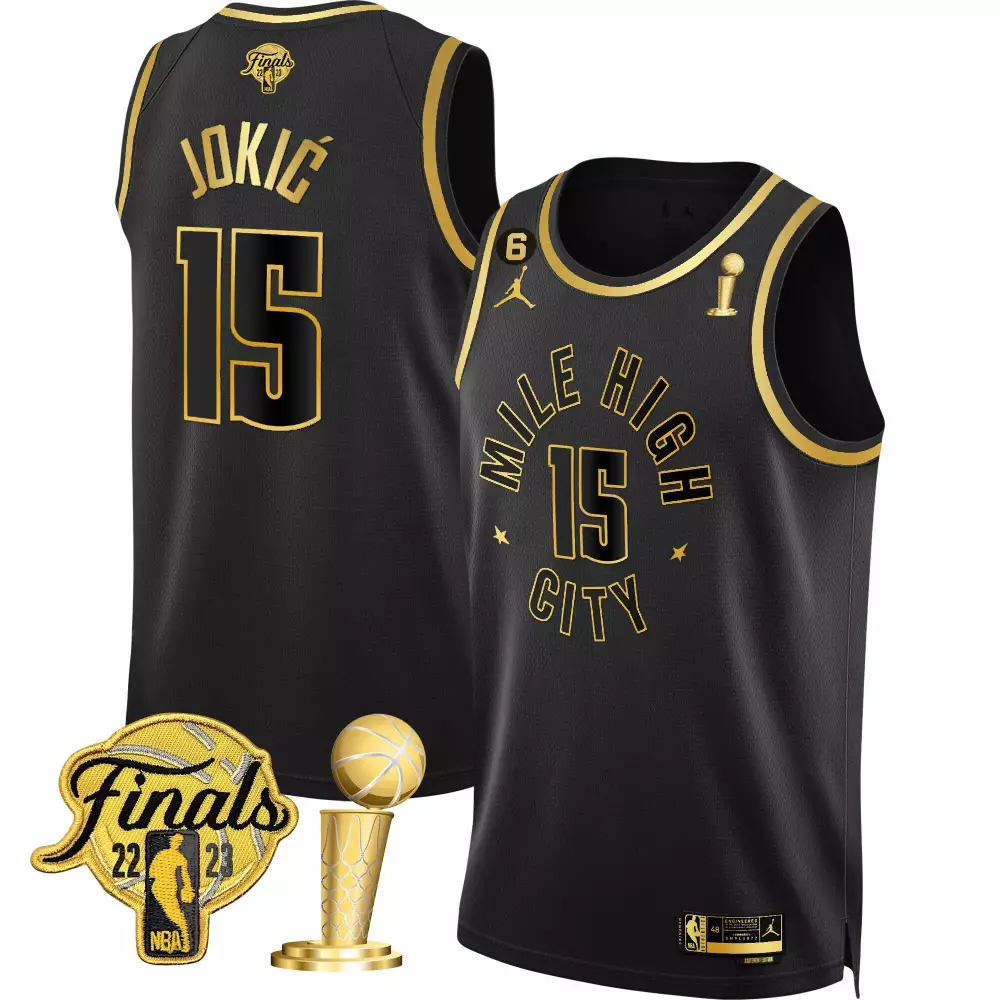 Nikola Jokic Statement Black Denver Nuggets 2023 Finals Champions Patch Gold Jersey | Stitched | Limited Edition Fan Gear for Men, Women & Youth