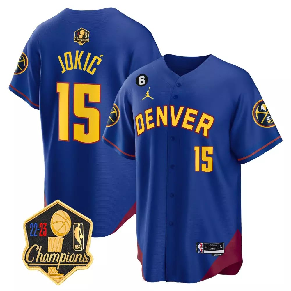Nikola Jokic Statement Mens Denver Nuggets 2023 Champions Limited Patch Cool Base Jersey | Stitched | Fan Gear for Men, Women & Youth