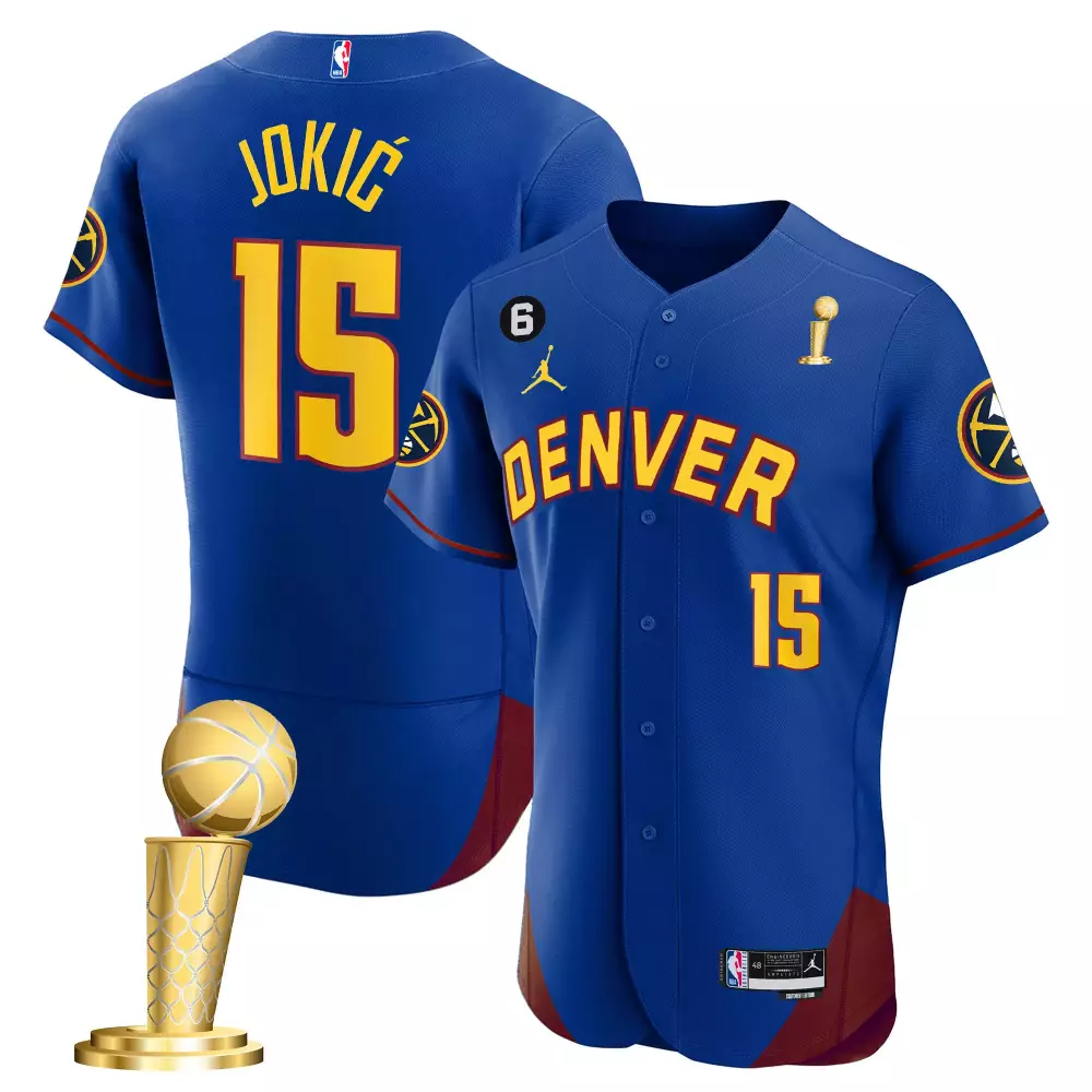 Nikola Jokic Denver Nuggets Youths 2023 Champions Flex Base Jersey | Stitched | Replica Fan Gear | For Youth