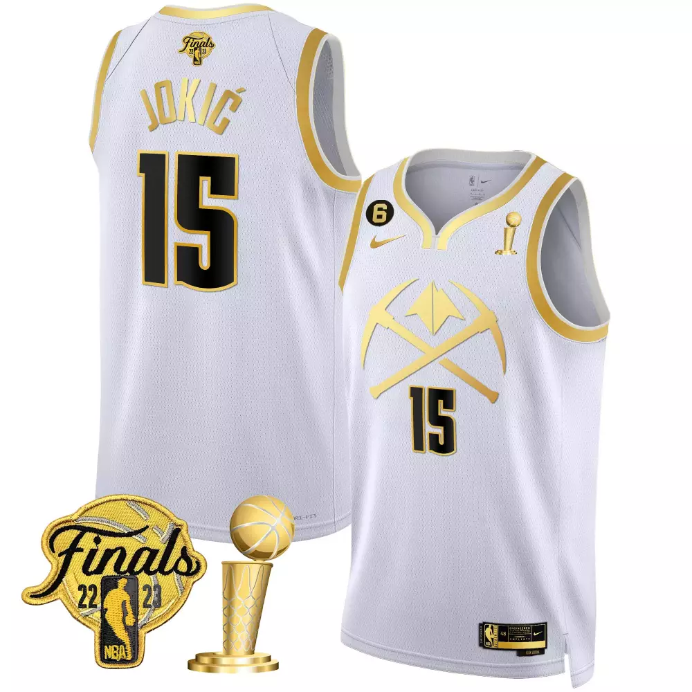Nikola Jokic 2023 Finals Champions Patch Gold Special Jersey V2 | Stitched Fan Gear for Men, Women & Youth | Denver Nuggets