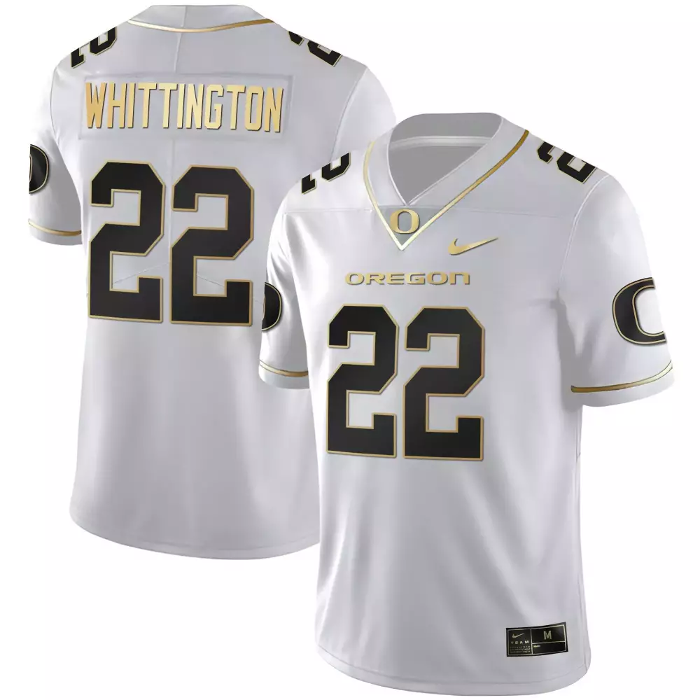Noah Whittington Oregon Ducks 2025 Limited Edition White Gold Vapor Jersey | Stitched Fan Gear for Men, Women & Youth