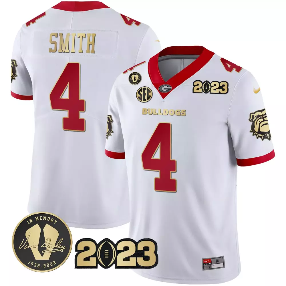 Nolan Smith Georgia Bulldogs 2023 Champions Jersey | Stitched White with Gold Trim | Limited Edition Fan Gear | For Men, Women & Youth