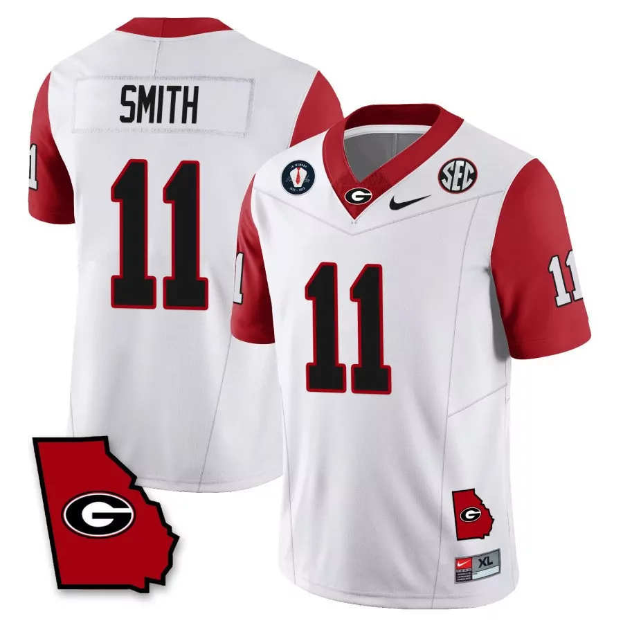 Nolan Smith Youth Georgia Bulldogs 2023 Color Sleeves Jersey | White Stitched Fan Gear | For Men, Women & Youth