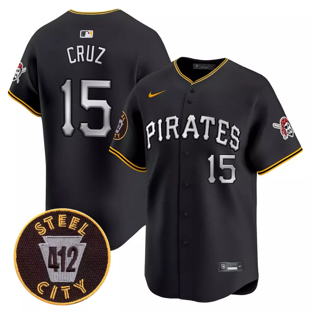 Oneil Cruz Black Men's Pittsburgh Pirates 412 Patch Vapor Premier Jersey V6 | All Stitched Limited Edition | For Men, Women & Youth