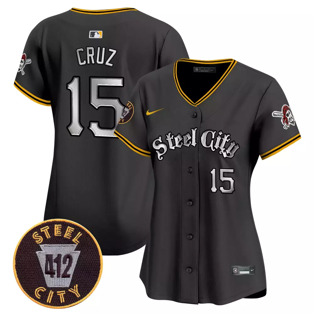 Oneil Cruz Black Women's Pittsburgh Pirates 412 Patch Vapor Premier Jersey V2 | All Stitched Limited Edition | For Women & Youth