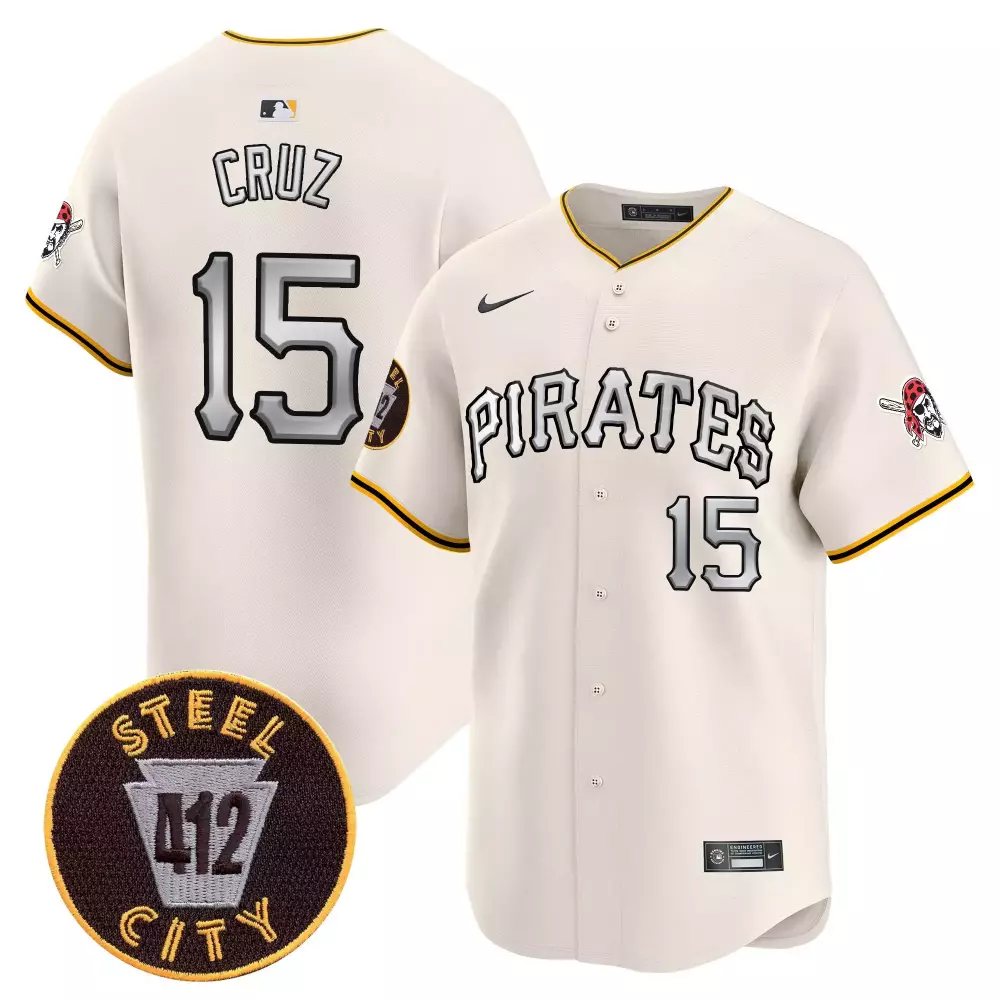 Ohtani Cruz Pittsburgh Pirates 412 Patch Cream Jersey | Vapor Premier Limited Edition | Fan Gear for Men, Women & Youth