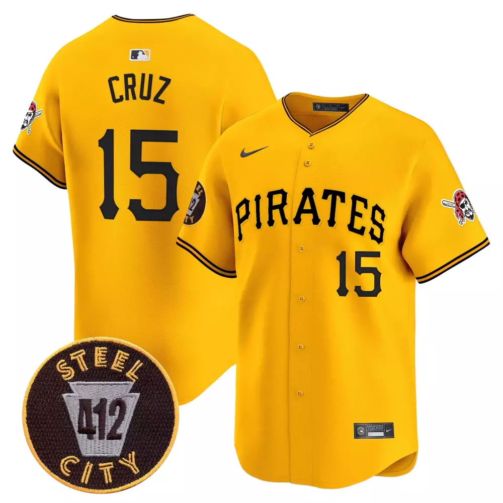 Ohtani Cruz Pittsburgh Pirates 412 Patch Gold Men's Jersey | Vapor Premier Limited Edition | Fan Gear for Men, Women & Youth