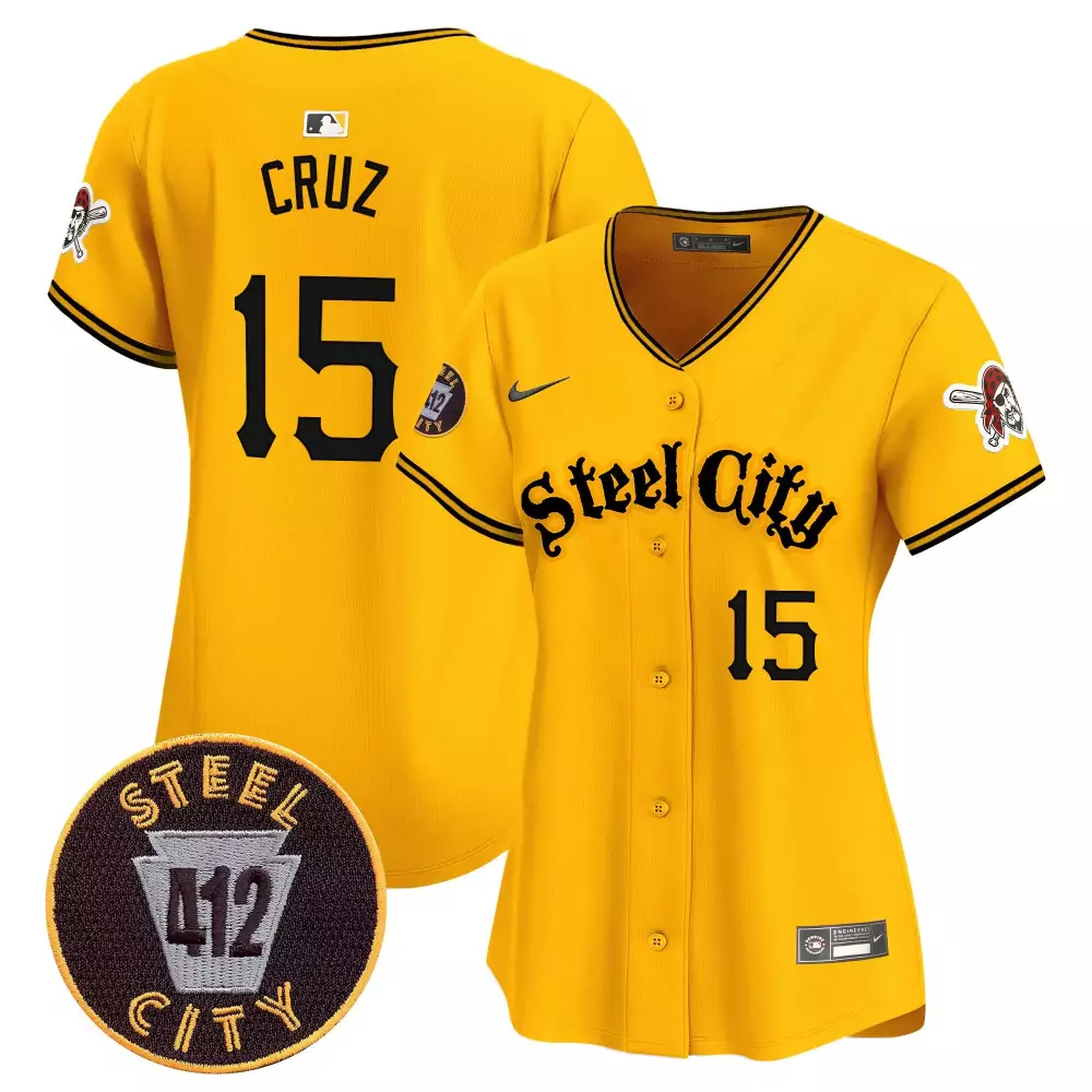 O'Neil Cruz Gold Pittsburgh Pirates 412 Patch Vapor Premier Jersey | Limited Edition Stitched Fan Gear | For Women, Men & Youth