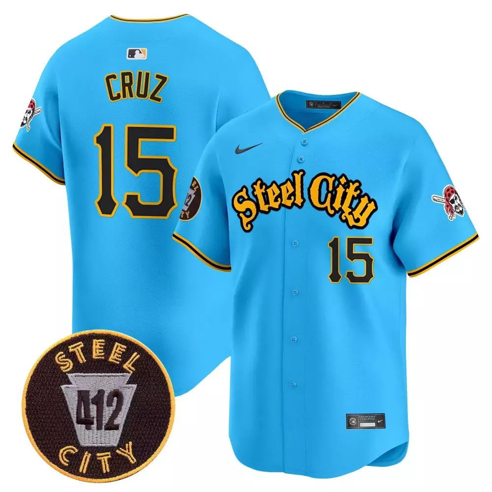 Oneil Cruz 412 Patch Vapor Premier Jersey | Light Blue Stitched Custom for Men | Limited Edition Fan Gear | For Men, Women & Youth