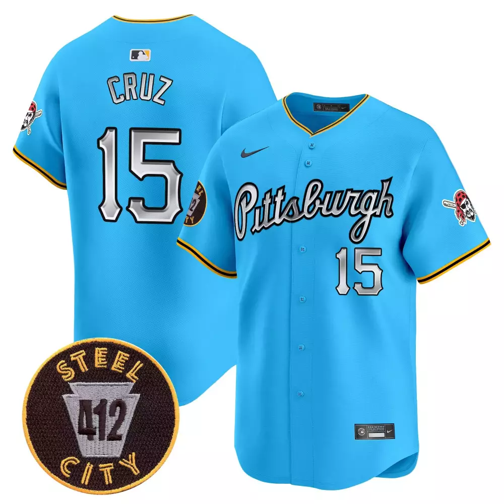 Oneil Cruz 412 Patch Vapor Premier Jersey V7 | Light Blue Stitched Custom for Men | Limited Edition Fan Gear | For Men, Women & Youth