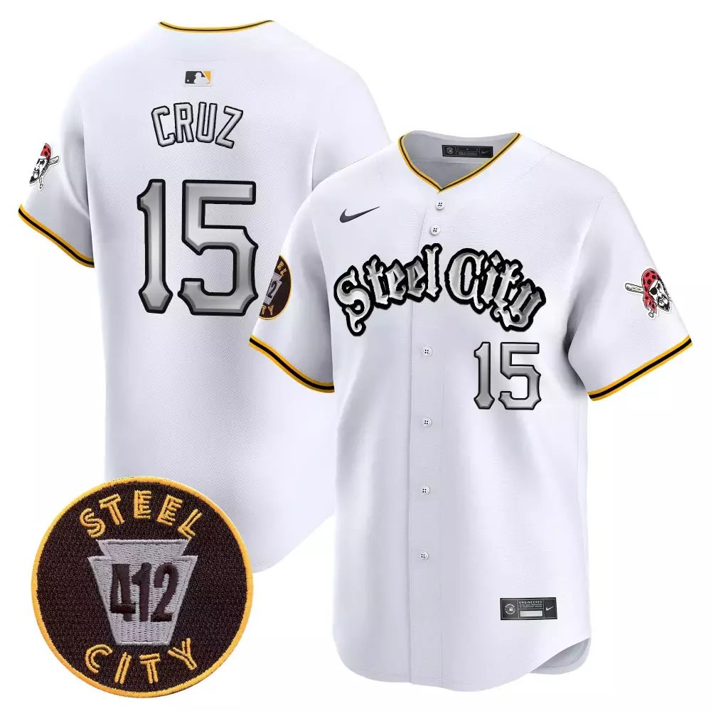 O'Neil Cruz Pittsburgh Pirates White Men's 412 Patch Vapor Premier Limited Jersey V2 | All Stitched | Game Day Outfit for Men, Women & Youth